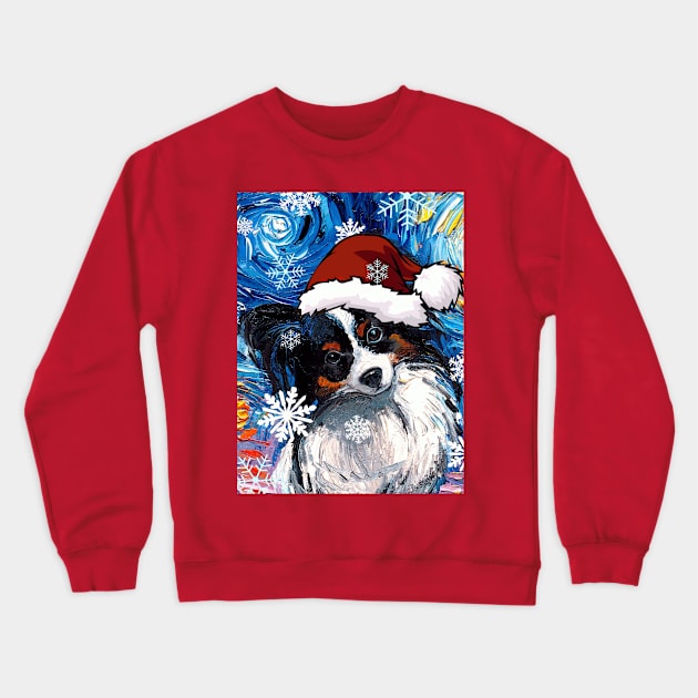 Papillon Santa Crewneck Sweatshirt by sagittariusgallery